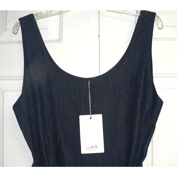 Linea Moda Women's Sleeveless Scoop Neck Belted Denim Pleated Maxi Dress XL $130 - Picture 4 of 6